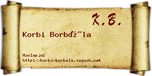 Korbi Borbála névjegykártya